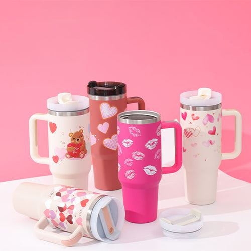 1200ML insulated travel tumbler with handle and straw