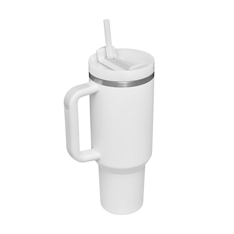 Cream White leak-resistant insulated travel tumbler