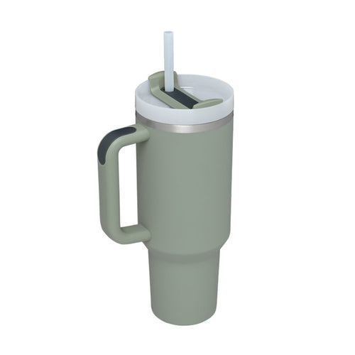Light Grey 40oz insulated tumbler with reusable straw