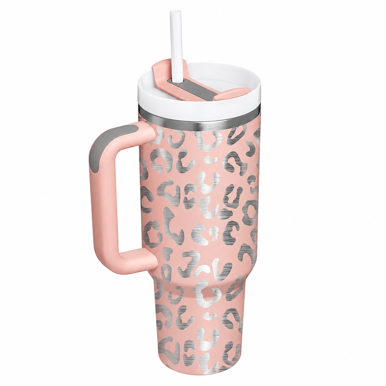 40oz Insulated Stainless Steel Tumbler with Handle & Straw – Leakproof Travel Cup