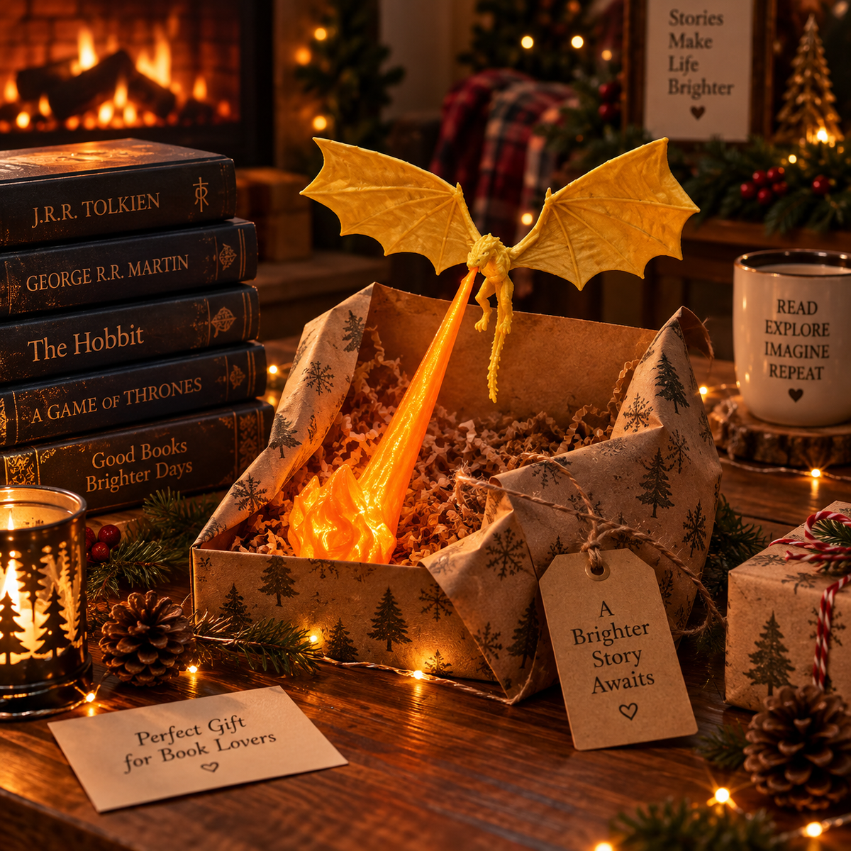 Fire Breathing Dragon Bookshelf Light – 3D Printed Halloween Decor