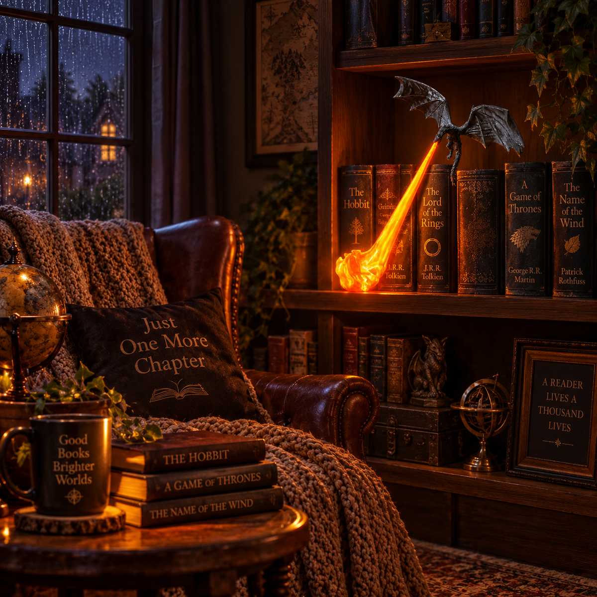 Fire Breathing Dragon Bookshelf Light – 3D Printed Halloween Decor