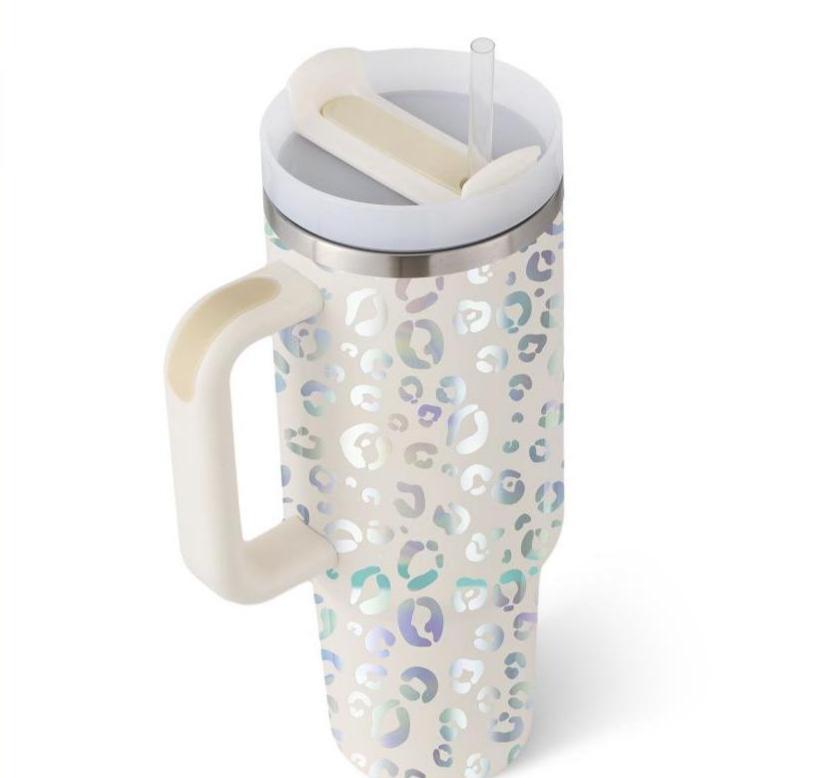 40oz Insulated Stainless Steel Tumbler with Handle & Straw – Leakproof Travel Cup