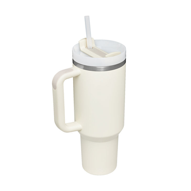 40oz Insulated Stainless Steel Tumbler with Handle & Straw – Leakproof Travel Cup