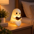 Cute LED Ghost Night Light – Warm Glow Bedside Lamp for Kids, Home & Halloween Décor