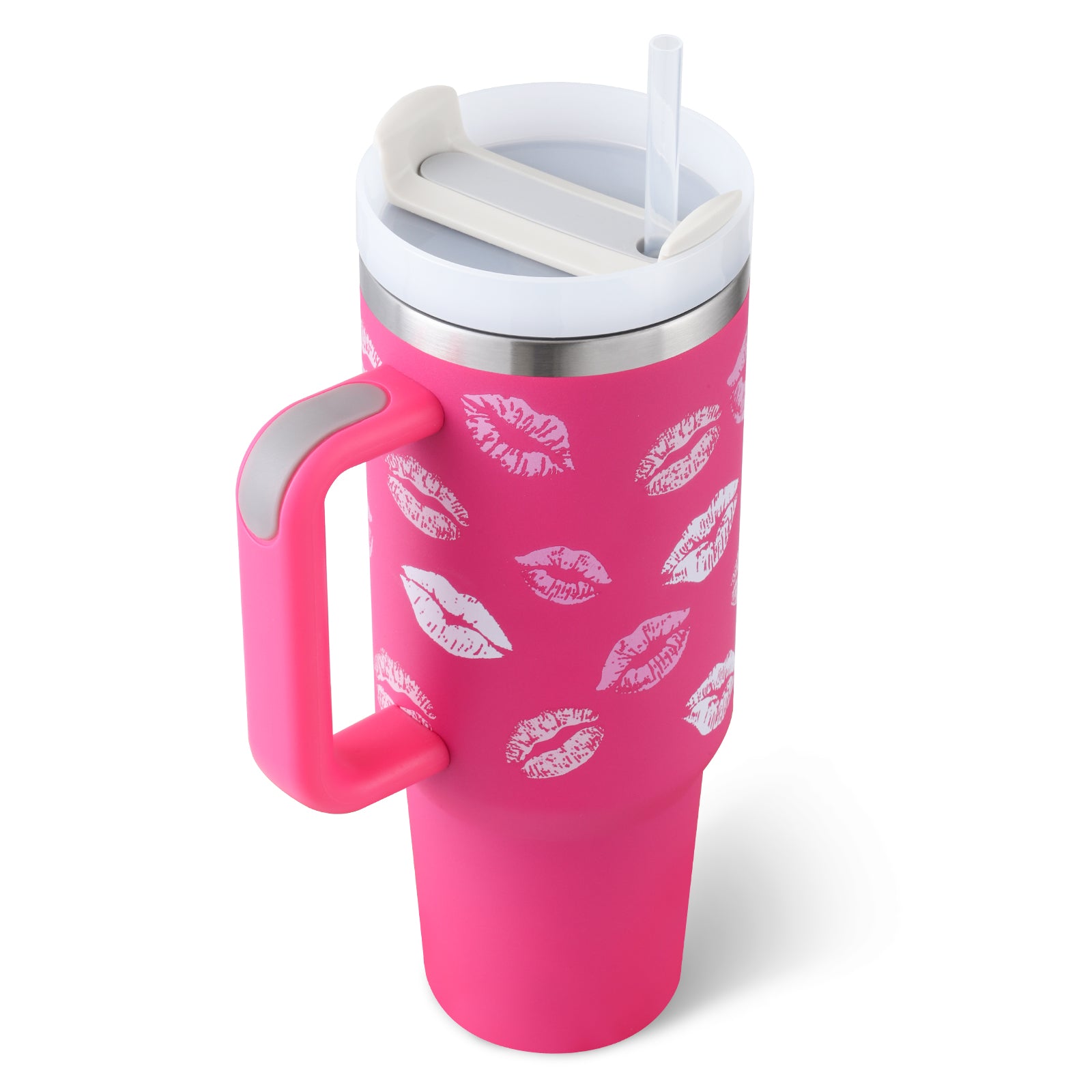 40oz Insulated Stainless Steel Tumbler with Handle & Straw – Leakproof Travel Cup