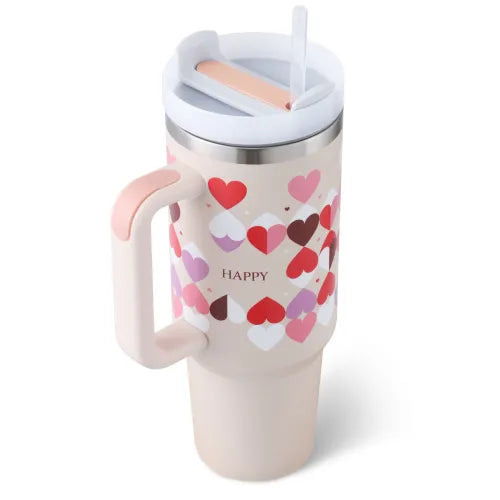 40oz Insulated Stainless Steel Tumbler with Handle & Straw – Leakproof Travel Cup